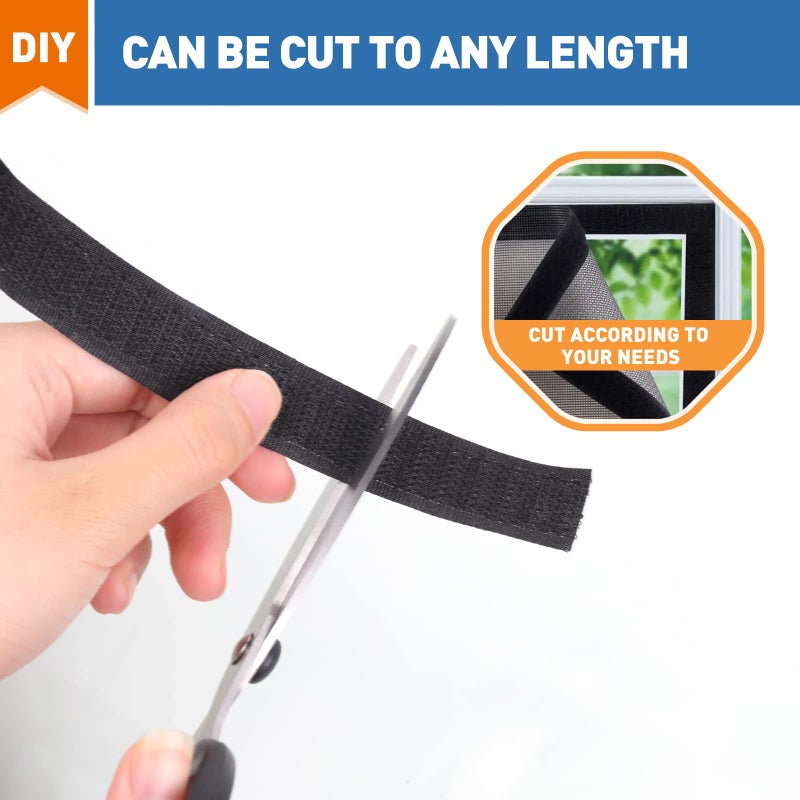 MAGZO Self Sticky Hook & Loop Tape 22 FT x 0.78 in, Heavy Duty Adhesive Hook Strip Roll for Screen Door Installation, Black - Image 5
